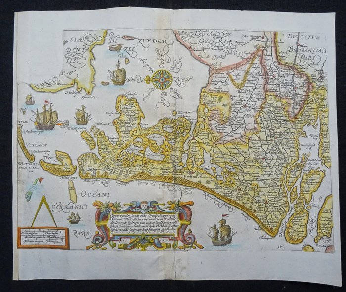 Holland - Nordholland, Sydholland, Utrecht, Ijsselmeer, Amsterdam, Rotterdam, Haag, Utrecht....; L. Guicciardini / J. Janssonius - Caerte vanden lande ende Graefschappe van Holland, (…) - 1621-1650