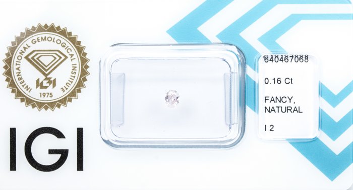 Ingen mindstepris - 1 pcs Diamant  (Naturfarvet)  - 0.16 ct - Oval - Fancy Lyserød - I2 - International Gemological Institute (IGI)