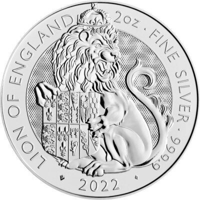 Storbritannien. 5 Pounds 2022 Tudor Beasts Lion of England, 2 Oz (.999)  (Ingen mindstepris)