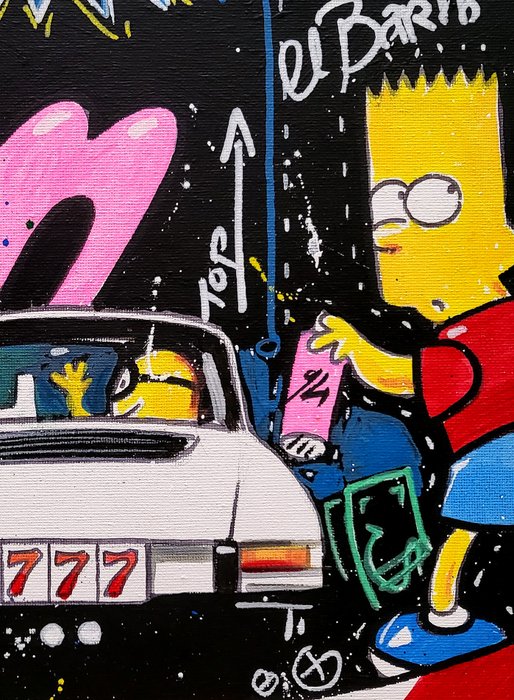 Baes Gerald - Original Acrylic painting - Porsche Pop Simpson  Minions