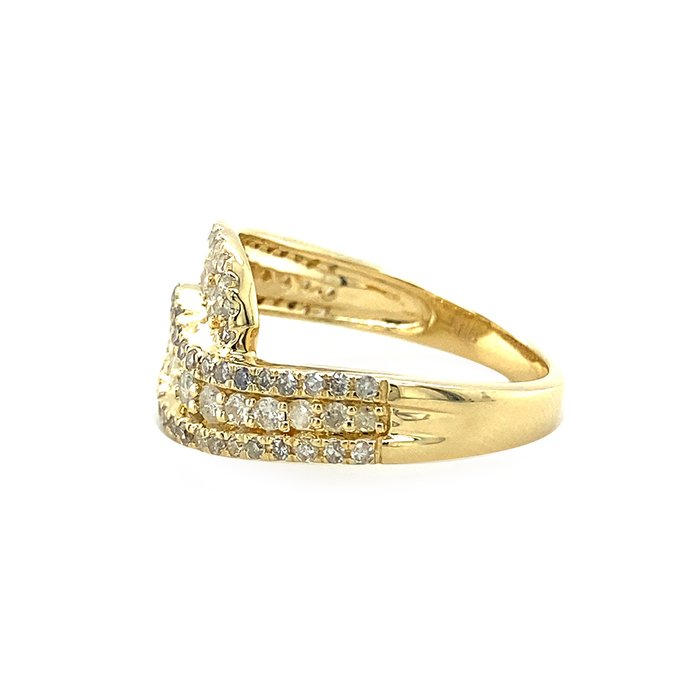 Ring - 14 karat Gulguld -  085ct tw Diamant (Natur)