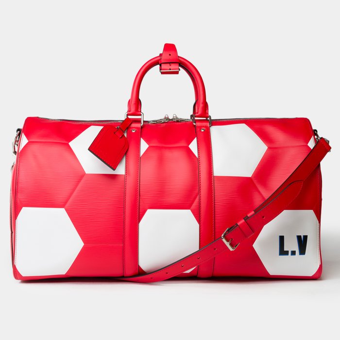 Louis Vuitton - Keepall 50 x FIFA 2018 Travel bag strap in red epi leather, PHW - Rejsetaske