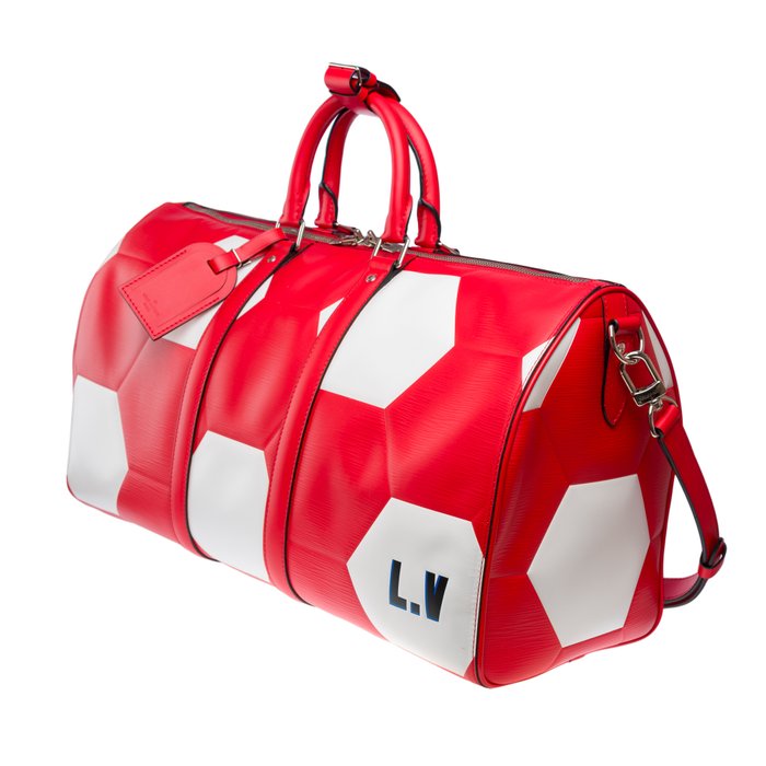 Louis Vuitton - Keepall 50 x FIFA 2018 Travel bag strap in red epi leather, PHW - Rejsetaske