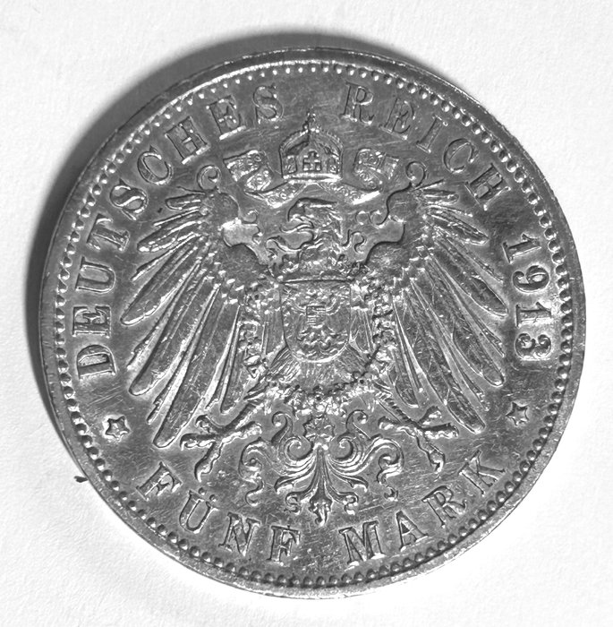 Tyskland, Emperie, Tyskland, Hamborg. Freie Hansestadt. 5 Mark 1913  (Ingen mindstepris)