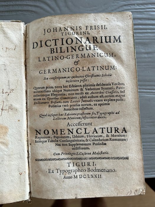 Johannis frisii - Dizionario Bilingue Antico Latino- Germanico / Germanico Latino - 1672