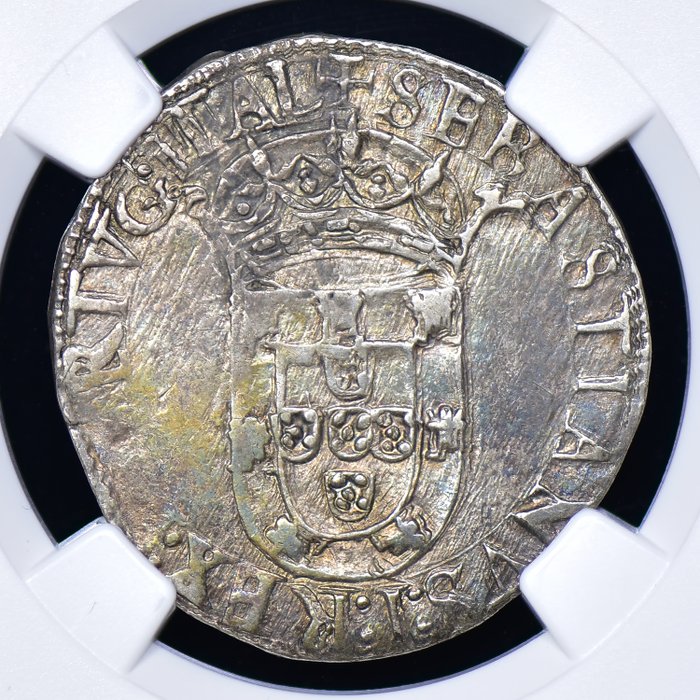 Portugal. D. Sebastião I (1557-1578). Tostão (100 Reais) - NGC - AU 53 - Rara