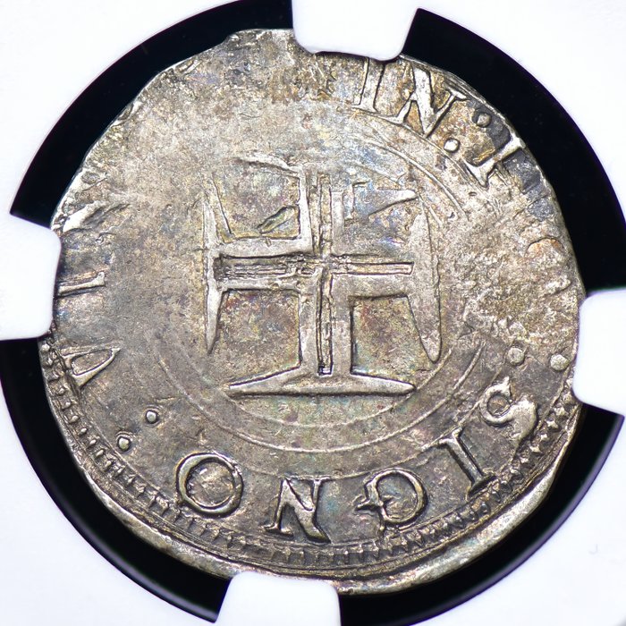 Portugal. D. Sebastião I (1557-1578). Tostão (100 Reais) - NGC - AU 53 - Rara