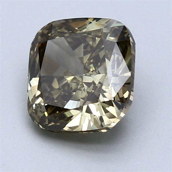 1 pcs Diamant  (Naturfarvet)  - 2.01 ct - Pude - Fancy dark Brun, Grønlig Gul - SI1 - Gemological Institute of America (GIA)