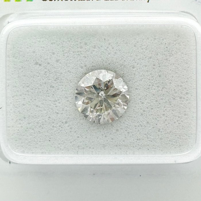 Ingen mindstepris - 1 pcs Diamant  (Natur)  - 1.01 ct - Rund - J - SI2 - Gemewizard Gemological Laboratory (GWLab)