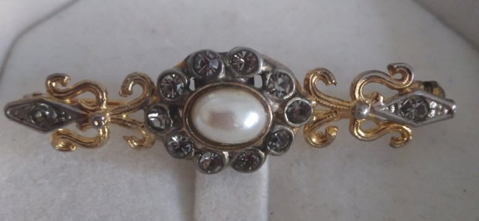 Ingen mindstepris - Broche - 9 kt Gulguld -  300ct tw Perle - Diamant