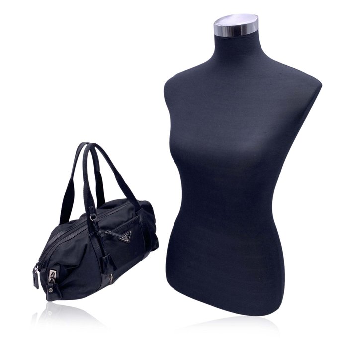 Prada - Black Tessuto Nylon and Leather Shoulder Bag - Mulepose