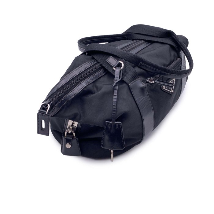 Prada - Black Tessuto Nylon and Leather Shoulder Bag - Mulepose