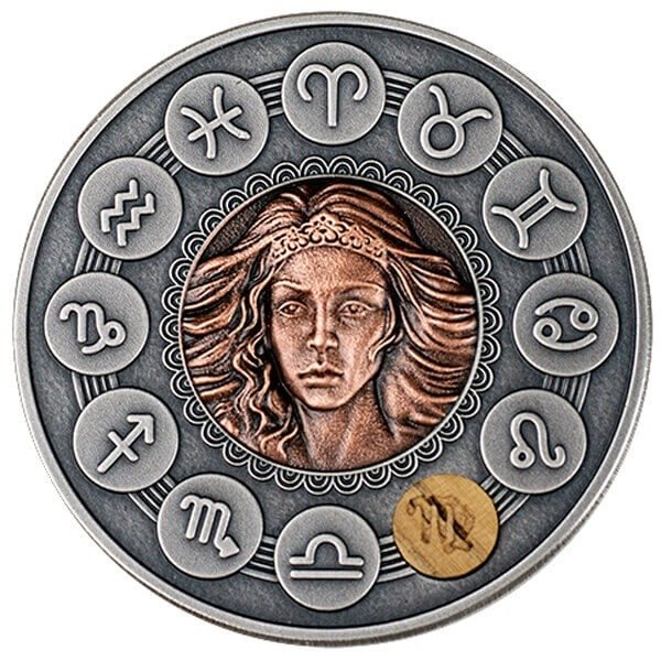 Niue. 1 Dollar 2019 Virgo - Zodiac Signs - Antique Finish, 1 Oz (999)  (Ingen mindstepris)