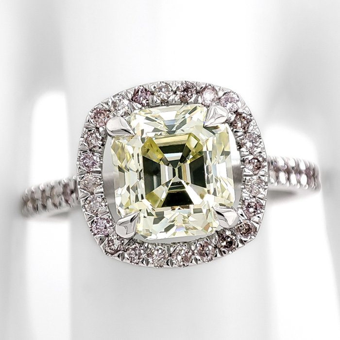 Ring - 14 karat Hvidguld -  225ct tw Gul Diamant (Naturfarvet) - Diamant