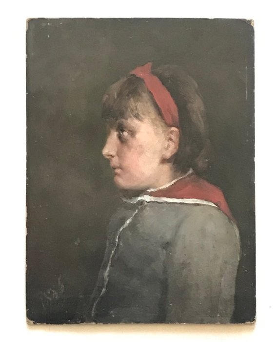 Hollandse/Belgische School (XIX-XX) - Portret van een jong meisje