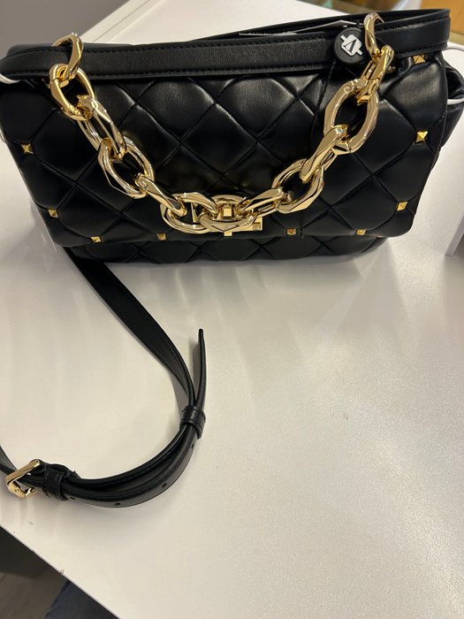 Valentino - Rockstud Patchwork Pelle Nera - Crossbody-taske