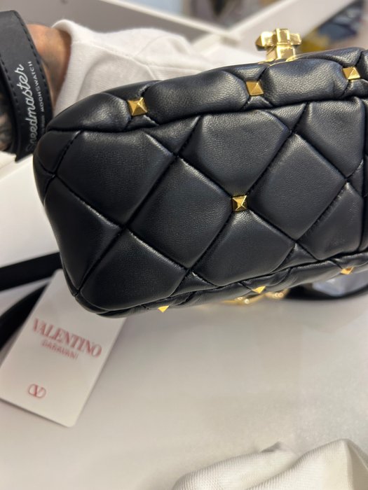 Valentino - Rockstud Patchwork Pelle Nera - Crossbody-taske