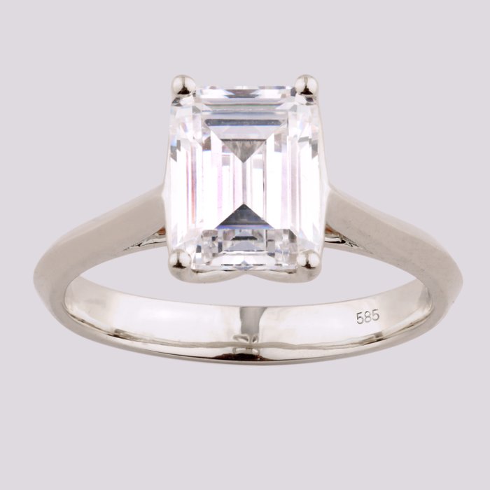 Ring - 14 karat Hvidguld -  3.05ct. tw. Diamant (Laboratoriedyrket)