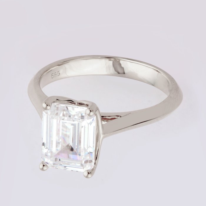 Ring - 14 karat Hvidguld -  3.05ct. tw. Diamant (Laboratoriedyrket)