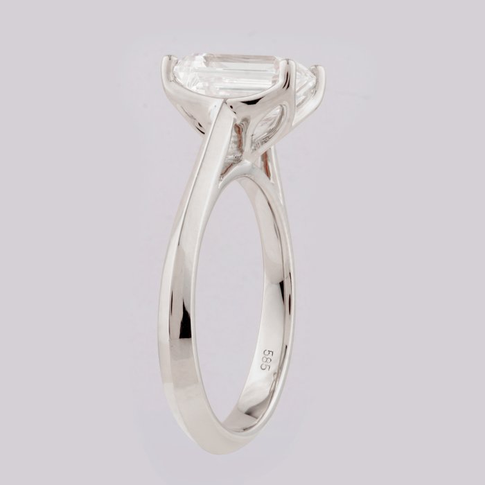 Ring - 14 karat Hvidguld -  3.05ct. tw. Diamant (Laboratoriedyrket)