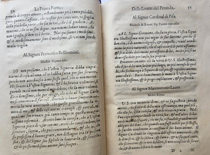 G Francesco Peranda - Le Lettere Del Signor Gio Francesco Peranda Divise In Dve Parti  La Prima Delle Quali - 1601