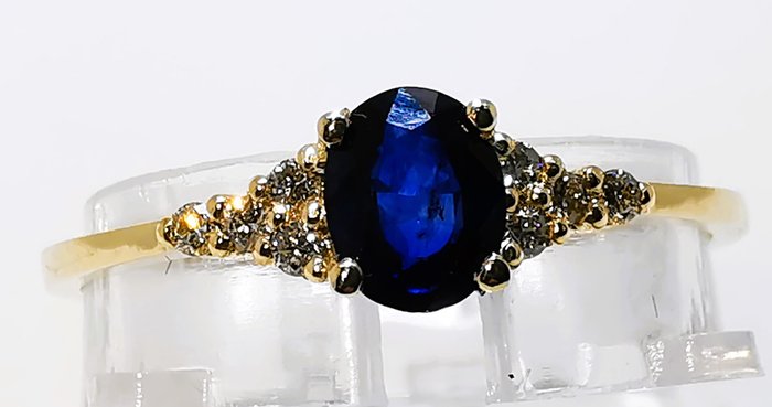 Ingen mindstepris - Ring - 14 karat Gulguld -  0.43ct. tw. Safir - Diamant