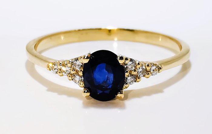 Ingen mindstepris - Ring - 14 karat Gulguld -  0.43ct. tw. Safir - Diamant