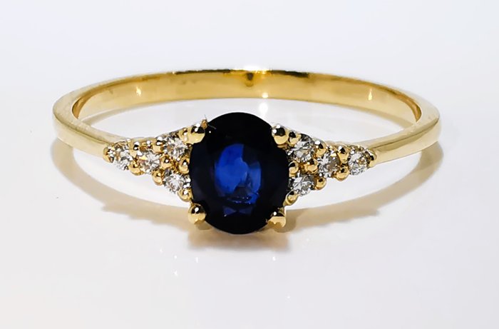 Ingen mindstepris - Ring - 14 karat Gulguld -  0.43ct. tw. Safir - Diamant