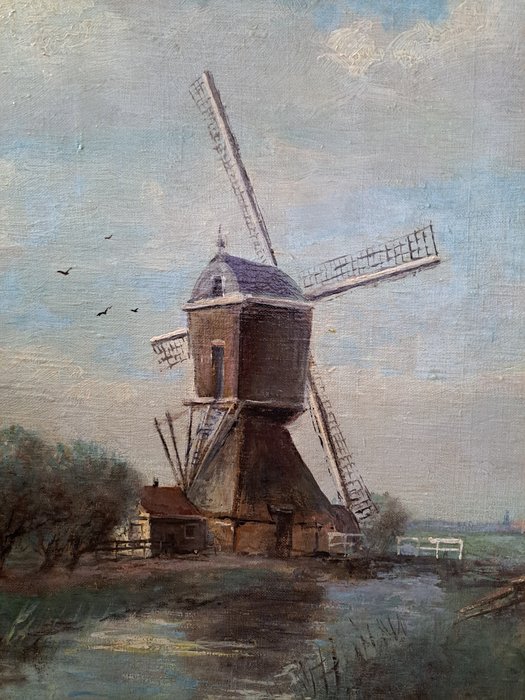 Jan van der Linde (1864-1945) - Molen bij Abcoude