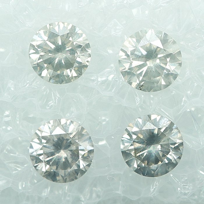 4 pcs Diamant  (Naturfarvet)  - 104 ct - Light Grå - I1 - Gem Report Antwerp (GRA)