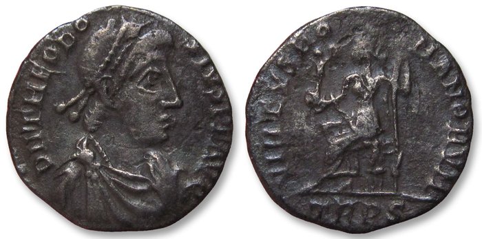 Romarriket Theodosius I (AD 379-395) Siliqua Treveri (Trier) mint 382-383 AD