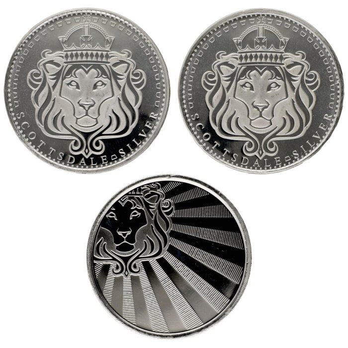 Förenta staterna. N.D./2020 - "Scottsdale Mint Silver Rounds" 1 Oz (3 stuks)  (Ingen mindstepris)