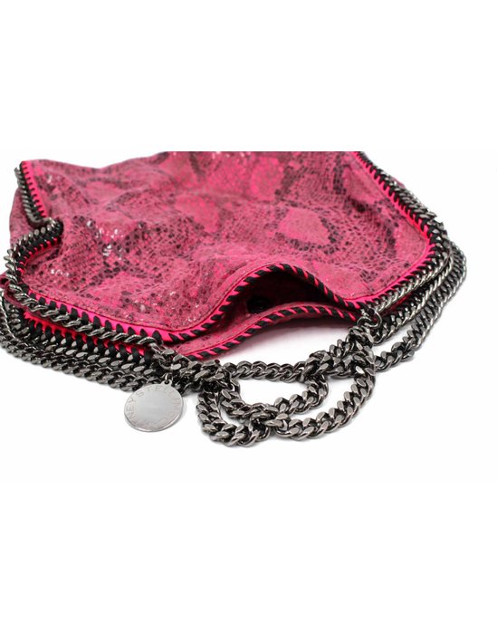 Stella McCartney - Falabella 3 catene stampa pitone rosa - Håndtaske