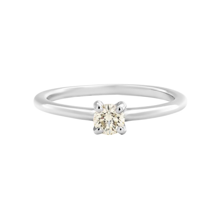 Ingen mindstepris - Ring - 14 karat Hvidguld -  0.23ct. tw. Gul Diamant (Naturfarvet)