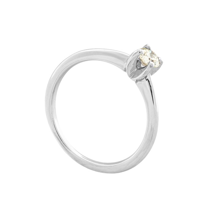 Ingen mindstepris - Ring - 14 karat Hvidguld -  0.23ct. tw. Gul Diamant (Naturfarvet)