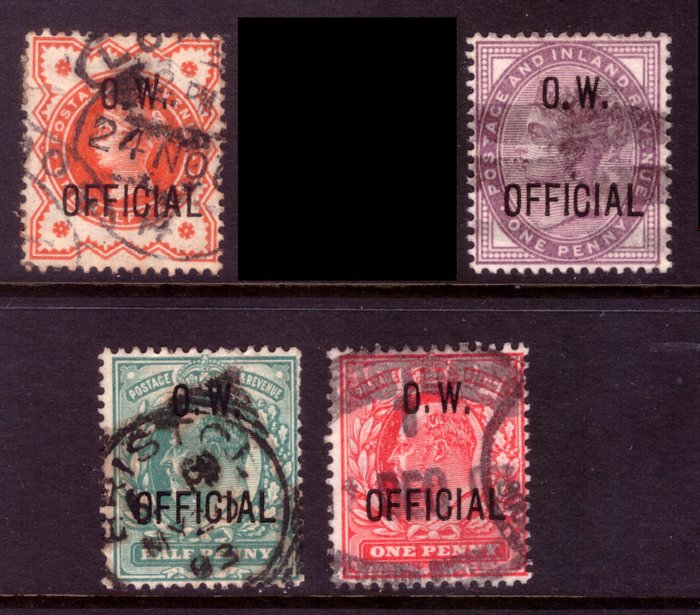 Storbritannien 1896/1902 - officielt sæt - Stanley Gibbons O31, 33, 36, 37