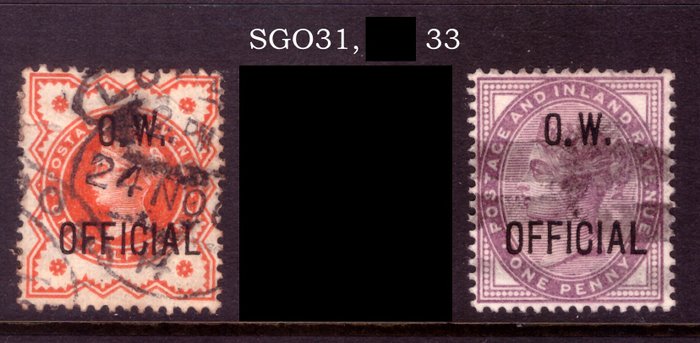 Storbritannien 1896/1902 - officielt sæt - Stanley Gibbons O31, 33, 36, 37