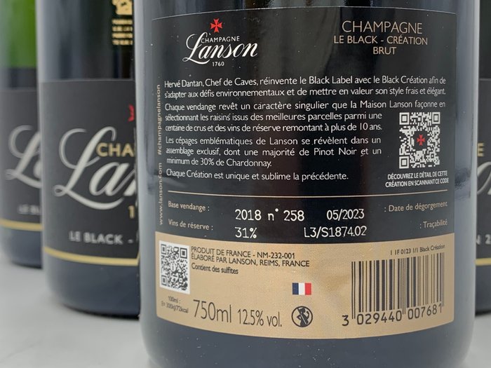 Lanson, Black Création 258 - Champagne Brut - 6 Flasker (0,75 L)