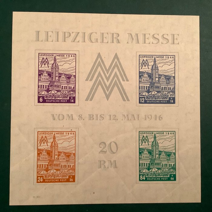 De allieredes besættelse - Tyskland (sovjetisk zone) 1946 - Leipziger Messe: i vandmærke X - Michel blok 5X