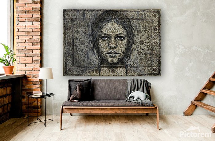 Jacqueline Klein Breteler - Amy, portrait painting on a tapestry - XXL