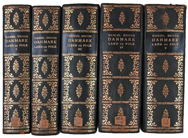 Daniel Bruun - Danmark: Land Og Folk, Historisk-Topografisk-Statistisk Haandbok - 5 banden - - 1919-1921