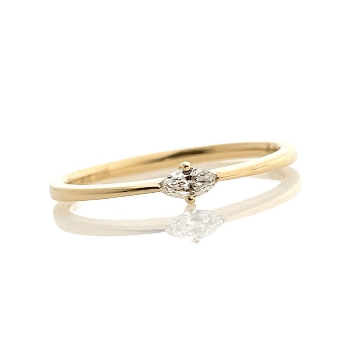 Ring - 18 kraat Gulguld -  0.09ct. tw. Diamant (Natur)  - Gul guld diamantring