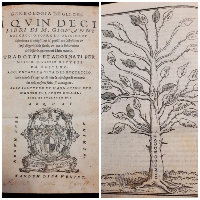 Boccaccio, Giovanni - Genealogia de gli Dei - I Quin deci libri di M. Giovanni Boccaccio - 1547