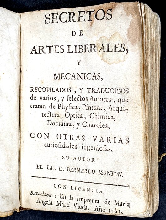 Bernardo Monton - Secretos de artes liberales - 1761