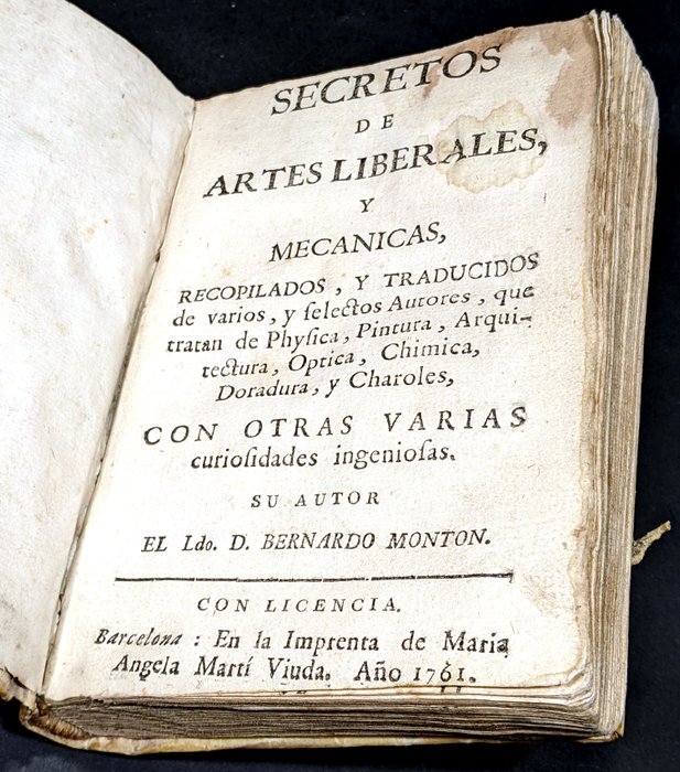 Bernardo Monton - Secretos de artes liberales - 1761