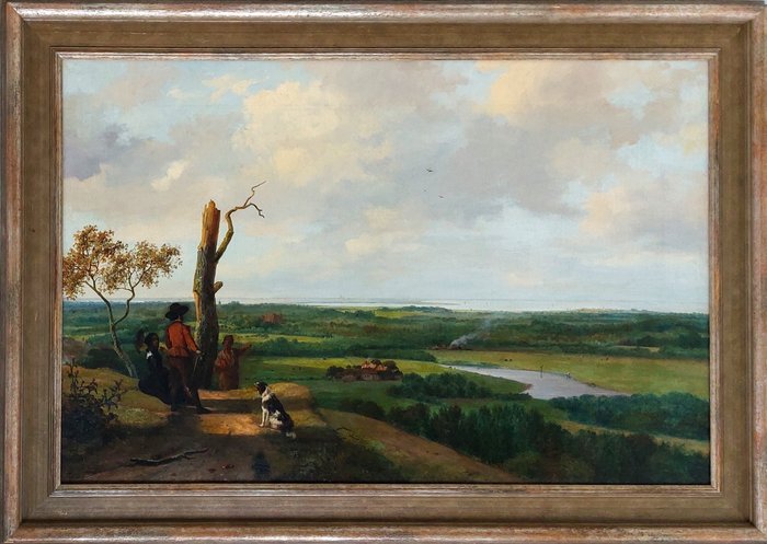 Nicolaas Johannes Roosenboom (1805–1880) - Een man en zijn hond in Een Panoramisch vergezicht