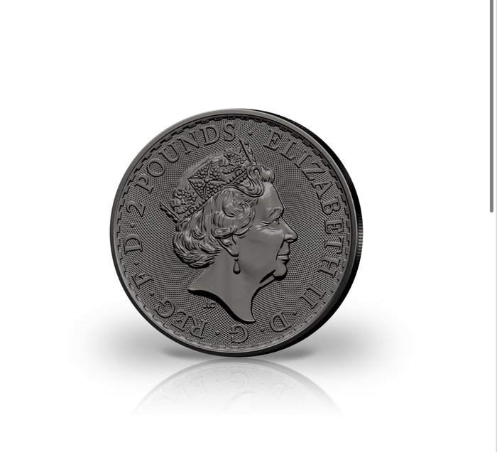 Storbritannien. 2 Pounds 2023 Britannia, mit Ruthenium veredelt, 1 Oz (.999)  (Ingen mindstepris)