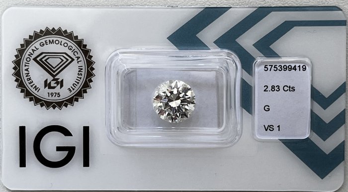 1 pcs Diamant  (Natur)  - 283 ct - Rund - G - VS1 - International Gemological Institute (IGI)