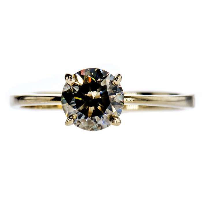 Ingen mindstepris - Forlovelsesring - 14 karat Gulguld -  1.08ct. tw. Diamant (Naturfarvet)