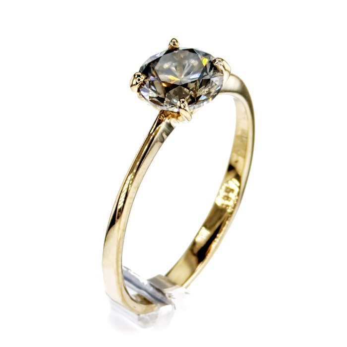 Ingen mindstepris - Forlovelsesring - 14 karat Gulguld -  1.08ct. tw. Diamant (Naturfarvet)